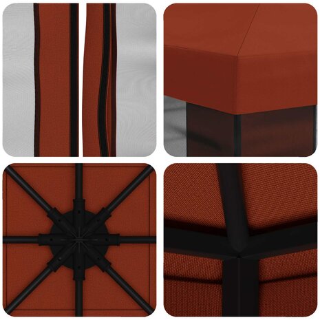 Tuin Gazebo met Zijwanden 3 x 3 m Terracotta Polyester en staal 7