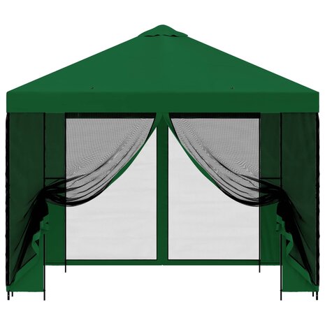 Tuin Gazebo met Zijwanden 3 x 3 m Groen Polyester en staal 5