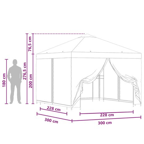 Tuin Gazebo met Zijwanden 3 x 3 m Groen Polyester en staal 9