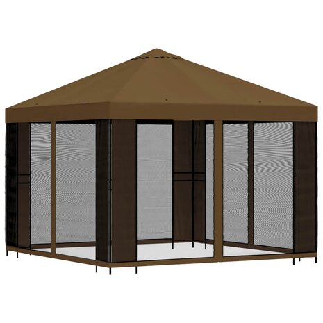 Tuin Gazebo met Zijwanden 3 x 3 m Taupe Polyester en staal 3
