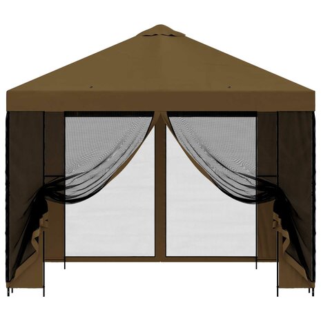 Tuin Gazebo met Zijwanden 3 x 3 m Taupe Polyester en staal 5