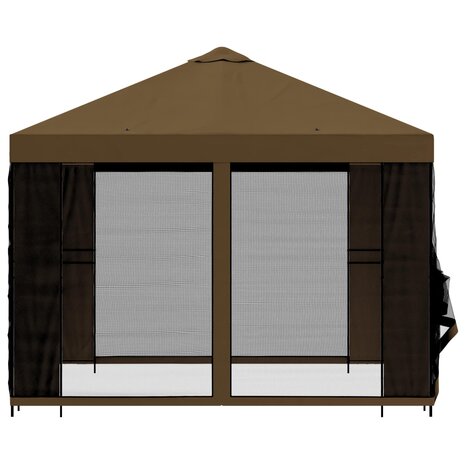 Tuin Gazebo met Zijwanden 3 x 3 m Taupe Polyester en staal 6