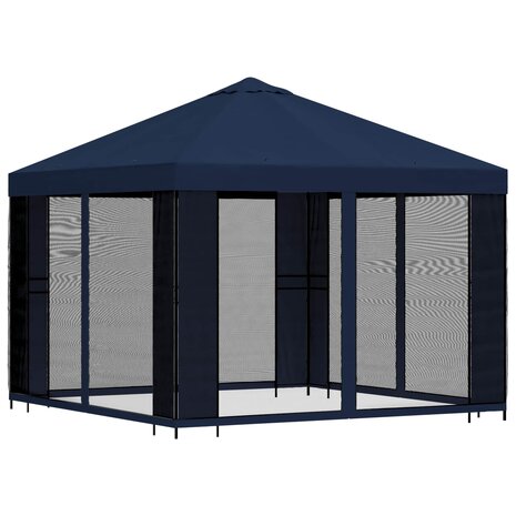 Tuin Gazebo met Zijwanden 3 x 3 m Blauw Polyester en staal 3