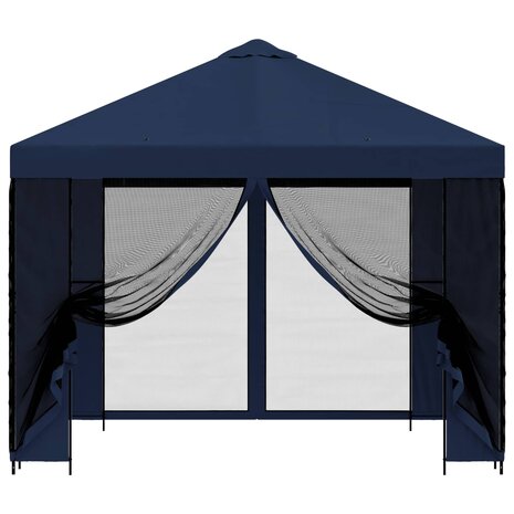 Tuin Gazebo met Zijwanden 3 x 3 m Blauw Polyester en staal 5