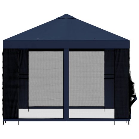 Tuin Gazebo met Zijwanden 3 x 3 m Blauw Polyester en staal 6