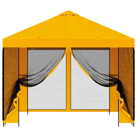 Tuin Gazebo met Zijwanden 3 x 3 m Geel Polyester en staal 5