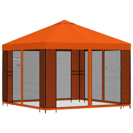 Tuin Gazebo met Zijwanden 3 x 3 m Oranje Polyester en staal 3
