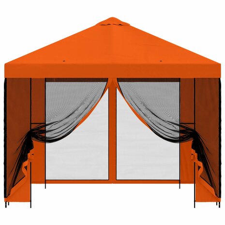 Tuin Gazebo met Zijwanden 3 x 3 m Oranje Polyester en staal 5