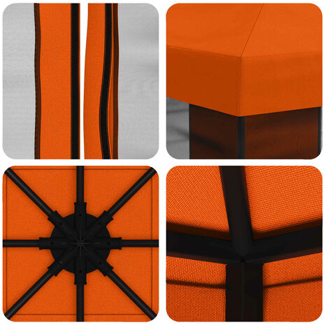Tuin Gazebo met Zijwanden 3 x 3 m Oranje Polyester en staal 7