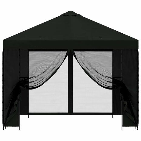 Tuin Gazebo met Zijwanden 3 x 3 m Zwart Polyester en staal 5
