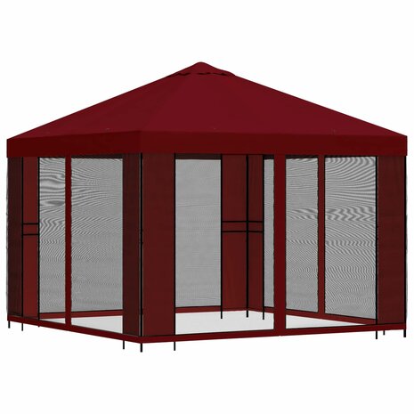 Tuin Gazebo met Zijwanden 3 x 3 m Bordeauxrood 3