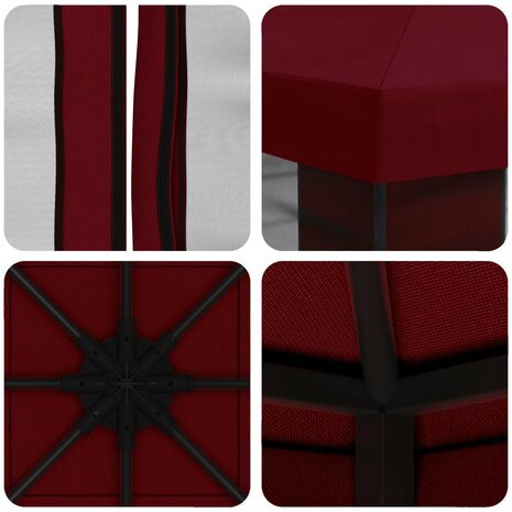 Tuin Gazebo met Zijwanden 3 x 3 m Bordeauxrood 7