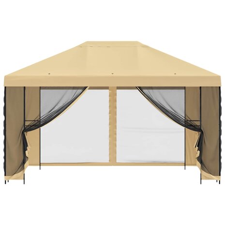Tuin Gazebo met Zijwanden 4 &times; 3 m Cr&egrave;mekleurig 5
