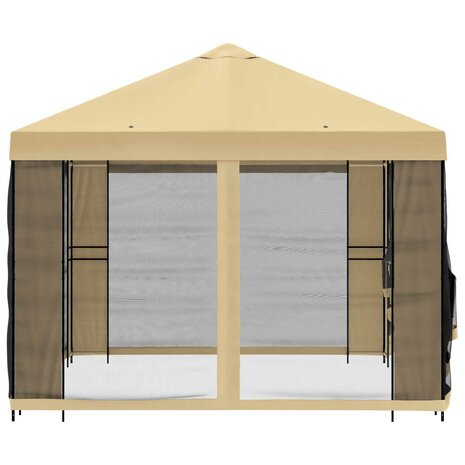 Tuin Gazebo met Zijwanden 4 &times; 3 m Cr&egrave;mekleurig 6
