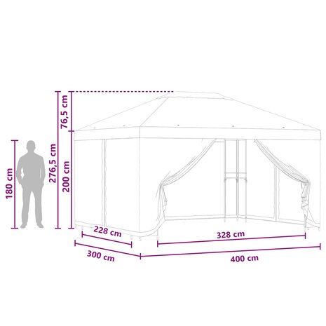 Tuin Gazebo met Zijwanden 4 &times; 3 m Geel Polyester en staal 9
