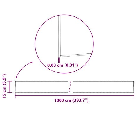 Grasrand 1000 x 15 x 0,03 cm Gegalvaniseerd staal zilver 9