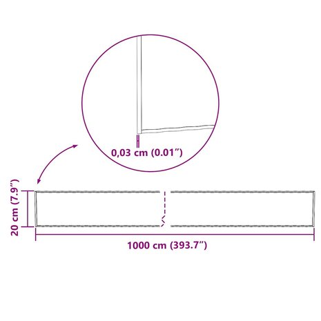 Grasrand 1000 x 20 x 0,03 cm Gegalvaniseerd staal zilver 9