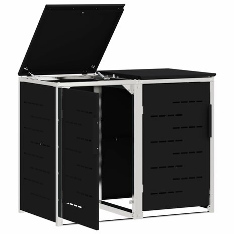 Containerombouw for 2 Bins 240L Roestvrij staal Zwart 6