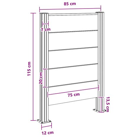 Afvalbak Schutting Bruin 85 x 12 x 115 cm Aluminium en WPC 8