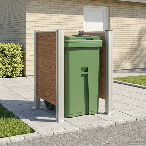 Afvalcontainer ombouw Bruin 85 x 85 x 115 cm Aluminium en WPC 1