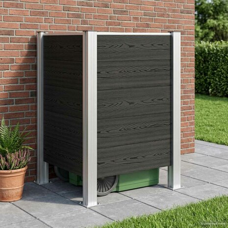 Afvalbak Schutting Grijs 85 x 85 x 115 cm Aluminium en WPC 1