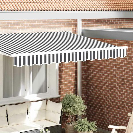 Luifeldoek volant Antraciet en Wit 230 x 20 cm 1