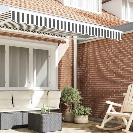 Luifeldoek volant Antraciet en Wit 230 x 20 cm 3