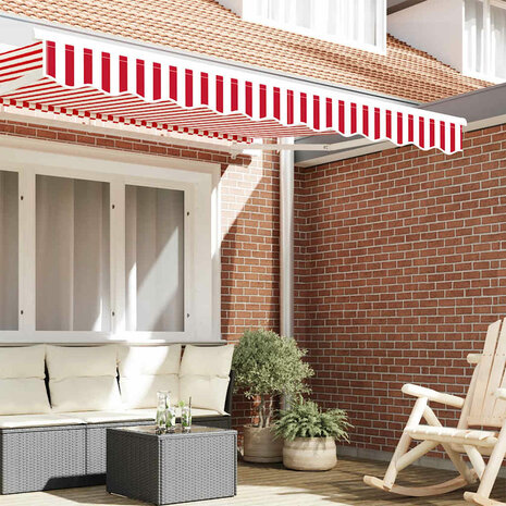 Luifeldoek volant Rood en Wit 230 x 20 cm Polyester 3