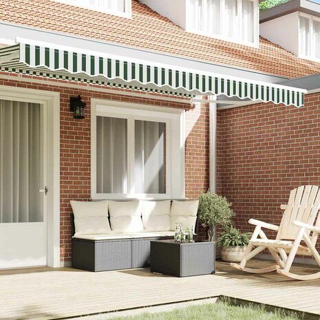 Luifeldoek volant Groen en Wit 380 x 20 cm Polyester 3