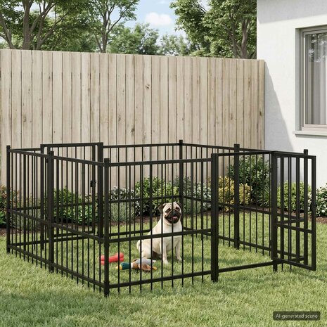 Buitenspelenhok voor honden Zwart 192 x 192 x 100 cm Staal 1