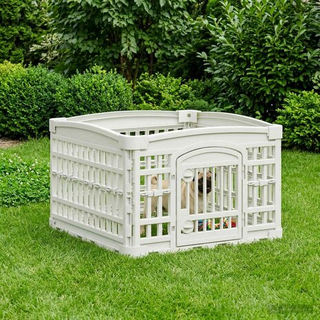 4 Paneel Hond Hondenren 60 x 60 x 38 cm Kunststof Wit 4