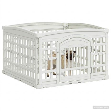 4 Paneel Hond Hondenren 88 x 88 x 56 cm Kunststof Wit 3