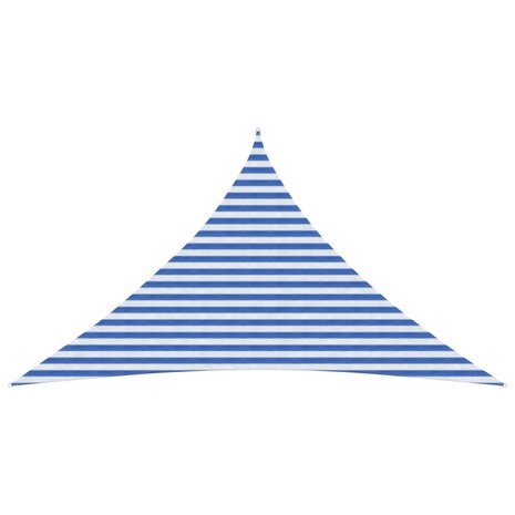 Schaduwdoek 3,5 x 3,5 x 4,9 m HDPE Driehoekig Blauw en Wit 1