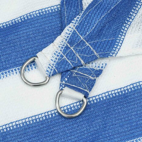 Schaduwdoek 3,5 x 3,5 x 4,9 m HDPE Driehoekig Blauw en Wit 3