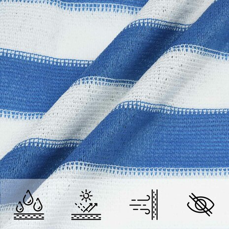Schaduwdoek 3,5 x 3,5 x 4,9 m HDPE Driehoekig Blauw en Wit 4