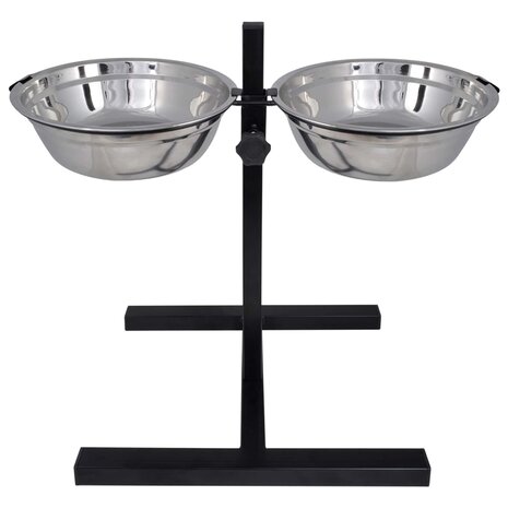 Voerstand en kom met hondenvoer Zilver en Zwart 57,5 x 26 cm 4