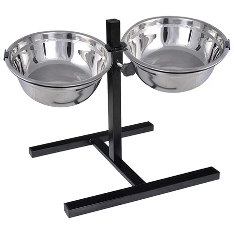 Voerstand en kom met hondenvoer Zilver en Zwart 50 x 29 cm 2