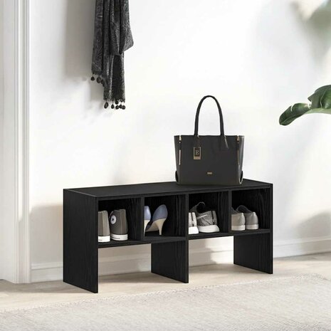 Schoenenrek stapelbaar 89,5x30x40 cm zwart eikenkleurig 3