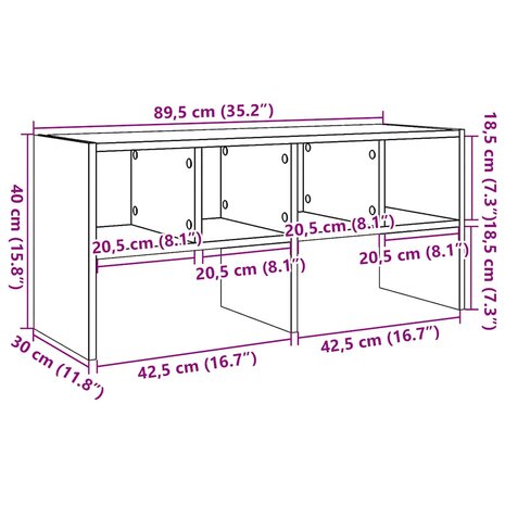 Schoenenrek stapelbaar 89,5x30x40 cm zwart eikenkleurig 9