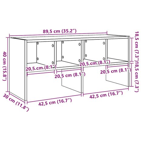 Schoenenrek stapelbaar 89,5x30x40 cm sonoma eikenkleurig 9
