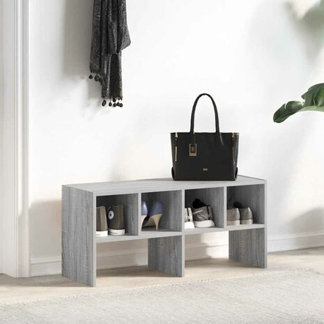 Schoenenrek stapelbaar 89,5x30x40 cm grijs sonoma eikenkleurig 3