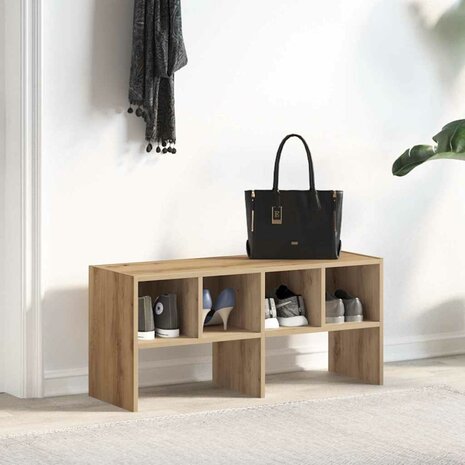 Schoenenrek stapelbaar 89,5x30x40 cm artisanaal eikenkleurig 3