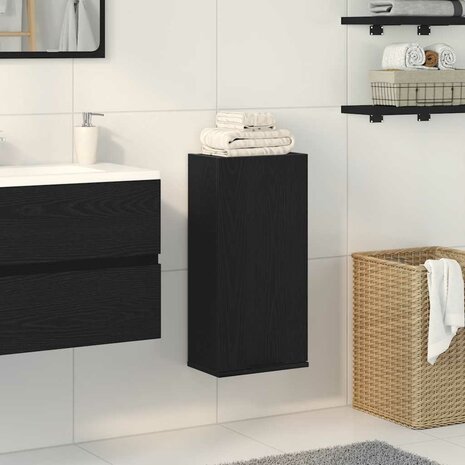 Wandkast zwart eiken 32x20x67 cm bewerkt hout 1