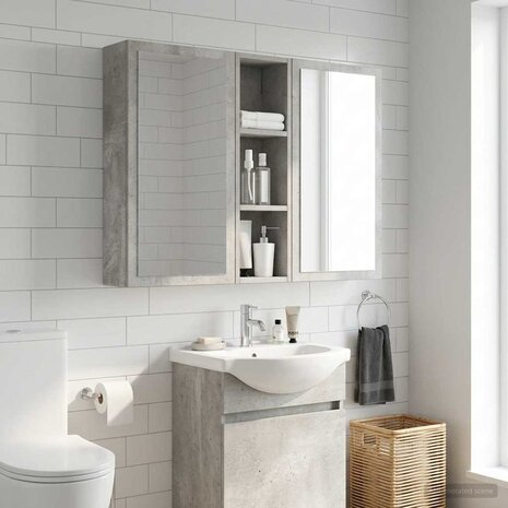 Badkamerwandkast Beton Grijs 20 x 14 x 70 cm 1