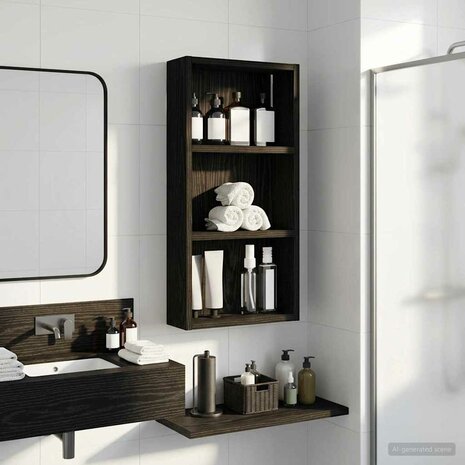 Badkamerwandkast Zwarte Eik 30 x 10 x 60,5 cm 1