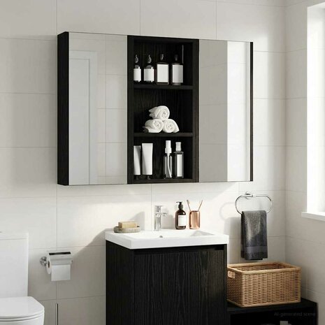Badkamerwandkast Zwarte Eik 30 x 10 x 60,5 cm 4