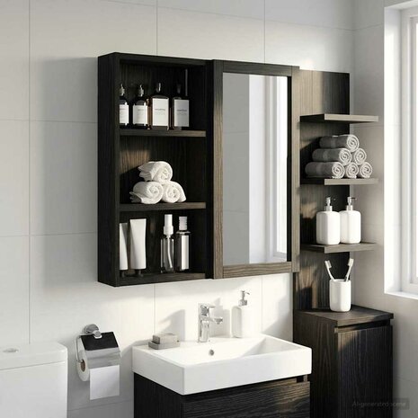 Badkamerwandkast Zwarte Eik 30 x 10 x 60,5 cm 5