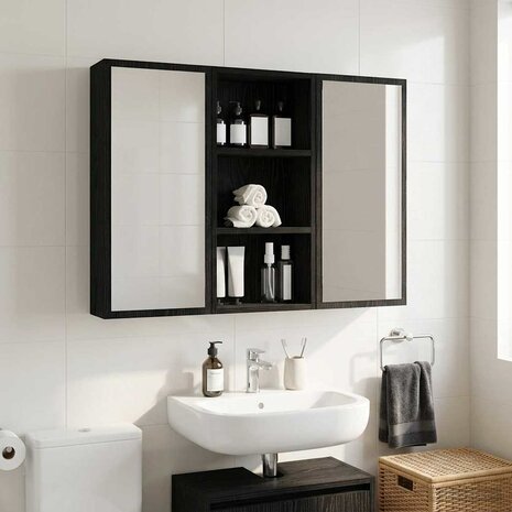 Badkamerwandkast Zwarte Eik 30 x 16 x 62,5 cm 1