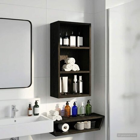 Badkamerwandkast Zwarte Eik 30 x 16 x 62,5 cm 5