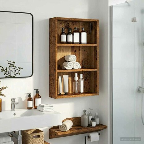 Badkamerwandkast Oudhout 40 x 10 x 60,5 cm Geconstrueerd hout 5